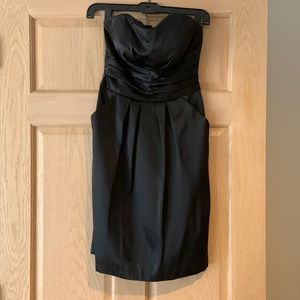 David’s Bridal black strapless dress with pockets